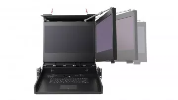 RMDDU 17A - rugged 2U rack-mount drawer with dual-screen LCD monitors